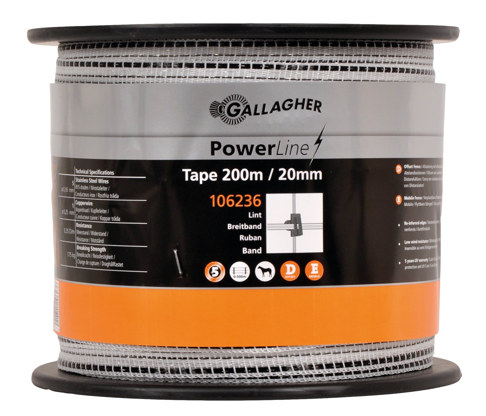 PowerLine tape 20mm White 200m